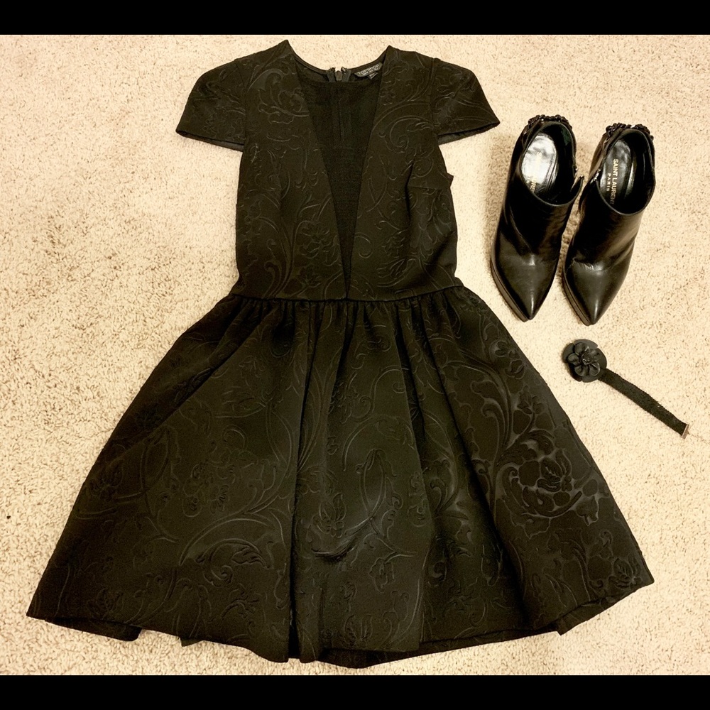 Topshop Matt black floral patterned mini dress